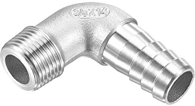 M METERXITY Hose Barb Fittings - 90 Degree Elbow Stainless Steel 14mm Pipe Connector Apply to Water Fuel (G3/8 Male Pipe)