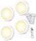 Luz LED Armario Recargable USB, 4pcs Luz Nocturna 1000mAh, 3 Colores Luces Regulables, 5 Niveles de Brillo, con Mandos a Distancia, Luz de Cocina con Temporizador, Magnético (con Adhesivo de Metal)