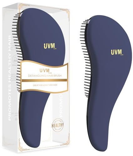 Brosse à cheveux démêlante pour femmes, filles et enfants – Faites glisser la brosse démêlante pour cheveux mouillés, fins, bouclés, épais et afro (Bleu)