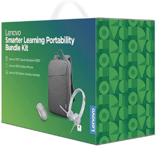 Lenovo - Kit de Aprendizaje Inteligente (Incluye: 1x Ratón Inalámbrico, 1x Auriculares Analógicos y 1x Mochila B210 para Ordenador Portátil de 15,6) - Color Gris