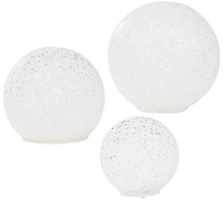 Haushalt International LED Kugel Deko Wohnzimmer Kugelleuchte weiß Tischleuchte Kugeln, Nachtlicht Schlafzimmer, verschiedene Größen, weiß, LED 3000K, D 8-15cm