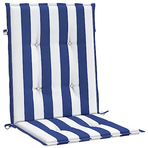 vidaXL Niedriglehner Auflage 2 STK., Sitzkissen für Gartenmöbel Hocker Ottomanen, Wasserabweisendes Sitzpolster, Sitzauflage Stuhlauflage, Blau Weiß Gestreift Stoff