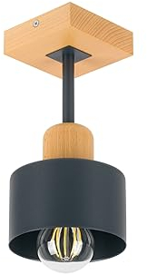 alfalux Deckenlampe Mit 1 Lampenschirm LED Metall-Holz-Deckenleuchte Leuchte Lampe Wohnzimmerlampe Schlafzimmerlampe Kinderzimmer Wohnzimmer Schlafzimmer Küche Deckenleuchten Anthrazit AN10x10BU