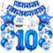 Daimay 10. Geburtstag Dekorationen Blau Geburtstagsdeko Mann Frauen Happy Birthday Banner Konfetti Luftballons Nummer Folienballons Stern Mylar Ballon Tortendeko für 10 Jahre Geburtstagsdeko
