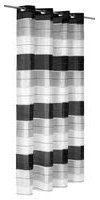 DRAPELLA|Fertiger Vorhang Quer Gestreift Halbtransparent Gardinen Schals für Wohnzimmer Schlafzimmer Kinderzimmer 145 x 250 cm 2er Set (Weiß - Grau - Schwarz)