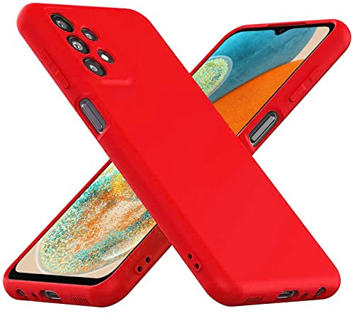 CoolGadget Silikon Hülle für Samsung Galaxy A23 5G Weich mit Mikrofaser Rot | Qi fähig induktives Laden, farbige TPU Schutzhülle, erhöhter Kamera und Display Rahmen, matt und griffig