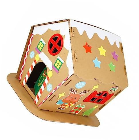 Garneck 1 Satz Weihnachtsplätzchenhaus Weihnachtshandwerk Weihnachtsdorf Aus Pappe Weihnachtlich Beleuchtetes Lebkuchenhaus Aus Pappe Spielzeug Weihnachten Dekorationen Papier Kind