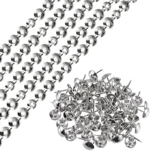 QUARKZMAN 5pcs Rembourrage Clous Bandes, 1Mètre Brillant Décoratif Clou Garnitures pour Canapé Tête Lit Chaise Meuble avec Rembourrage Clous (11mm Argent)