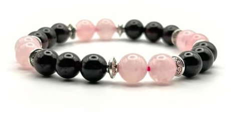 Lithos - Bracelet en perles de 8mm | Pierre Precieuse Naturelle | 100% authentique | Marque Française | Cadeau pour homme et femme | Plus de 100 modèles disponible (Quartz rose et Grenat Rouge)