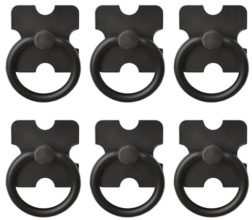 MOROBOR Ringgriffe, 6 Stück, Schrankgriffe, Ring-Schubladengriffe, Zinklegierung, Anhängergriffe, Antik-Stil, Griffe für Küchenschrank, Kleiderschrank, Schmuckschatulle, Schwarz