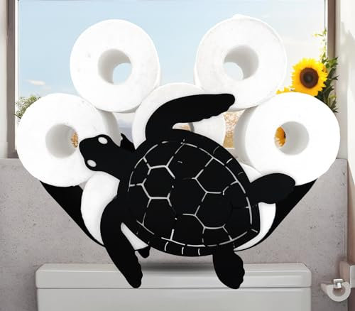Euiroet Lustiger Toilettenpapierhalter mit schwarzer Schildkröte, nautisches extra 8 Rollen, Aufbewahrungsregal für Badezimmer, Kunst-Design, Ersatz-Toilettenpapier-Organizer, ideal für die