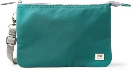 ROKA Carnaby XL Slim Crossbody Bags for Women & Men - 3 Compartments, Chunky Zip, Removable & Adjustable Strap for Phone, Wallet, Keys - Teal