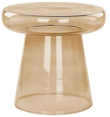 Beistelltisch Rauchglas braun rund 39cm Wohnzimmertisch Couchtisch Retro Caldera