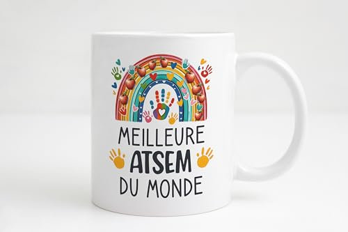 Groovy crea Cadeau atsem d'école fin d'année - meilleure atsem du monde - mug atsem - idée cadeau atsem original personnalisé - merci atsem - mug céramique 330 ml