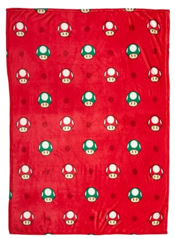 Franco Nintendo Super Mario Gaming Toad Kinder-Bettwäsche, superweiche Plüsch-Überwurfdecke, 116,8 x 152,4 cm (offizielles Lizenzprodukt)