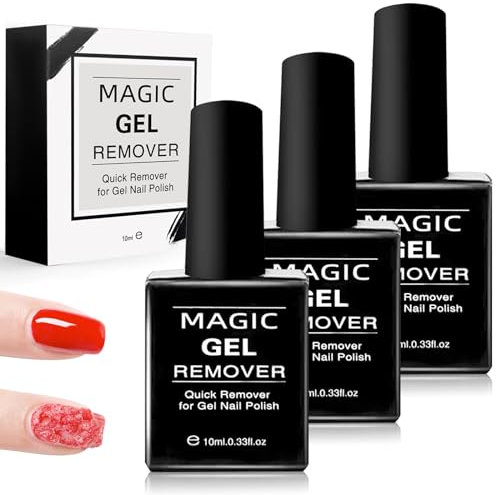 3 Pack Gel Nail Polish Remover 10ml/pc, Fast Gel Polish Remover,Quickly Easily Clean,Remove within 3-5 Minutes.