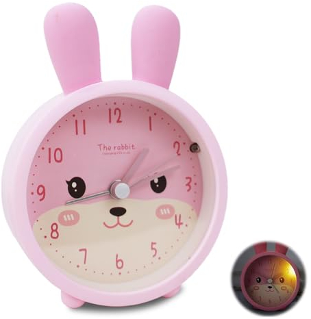 Abnaok Wecker Kinder Nachtlicht & Lernuhr für Schulanfänger ohne Ticken & Strahlung