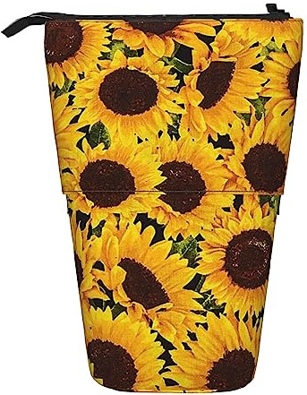 fifbird Teleskop-Federmäppchen Gelb Sonnenblumen Druck Stehend Federmäppchen Schreibwaren Fall Teleskop Stifthalter Pop Up Bleistifthalter für, mehrfarbig, Einheitsgröße, Kosmetiktasche