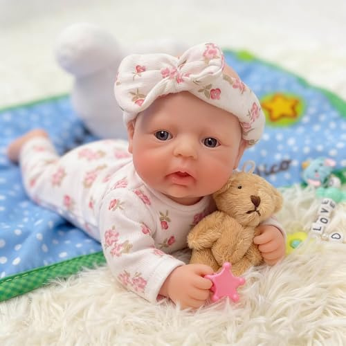 Mire & Mire Bambole Reborn 18 cm Ragazza Mini in Silicone Bambole Realistiche Neonato in Silicone Intero Corpo