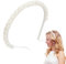 FloralGrace 1 Stück Perlen Haarreif Weiße Perlen Damen Brautstirnband Retro Braut Haarbänder Stirnband Hochzeitsfrisuren Mädchen Kunstperlen Haarschmuck