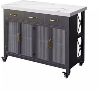 Cenz-888 Kitchen Island On Wheels Kitchen Open Sideboard Storage Tea and Water Cabinet Movable Island Counter Household Bar Table Island Table for Kitchen
