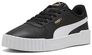 PUMA Women's Carina Leather Shoes Sneaker, 3.0 Black-white-gold, 42 EU