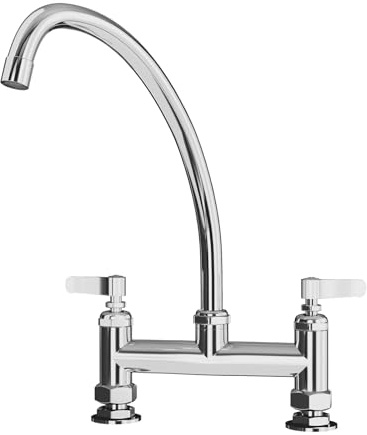 MOOTACO Commercial Kitchen Tap,7 Pedestal Brass Dual Temperature Faucet | 8 Swing Nozzle,Stainless Steel,Adjustable Foot Kitchen Sink Faucet