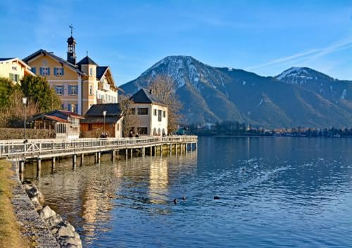 CALVENDO Poster 42,0 x 29,7 cm Querformat Seeuferweg Tegernsee| Bilder, Kunstdruck, Wandbild, Wanddeko, Prints ohne Rahmen