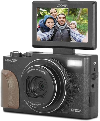Minolta 64 Mega Pixels Digital Camera with Autofocus, 4K Video & Flip-up LCD