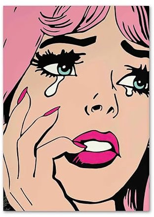 Matvsd Kohecs Roy Lichtenstein Pop Pink Hair Girl Poster Roy Lichtenstein Leinwand Wandkunst Roy Lichtenstein Drucke und Malerei für Wohnkultur 50x75cm Kein Rahmen