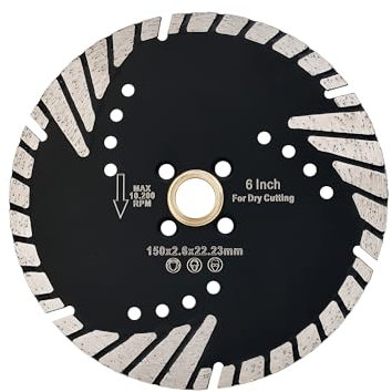 Casaverde Diamond Cutting Disc 150 x 22,23mm Turbo, Diamond Granite Saw Blade for Concrete Reinforced Concrete,Granite,Natural Stone,Rrick,Dry Cutting