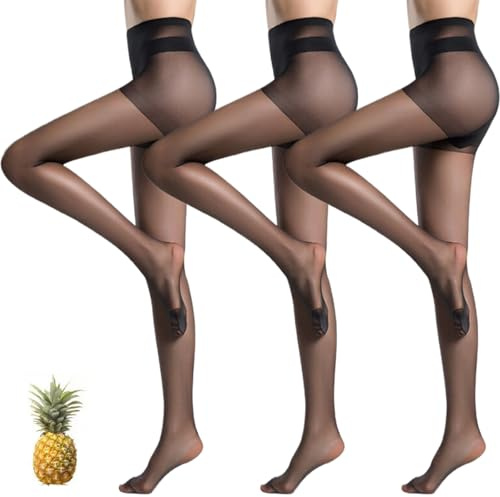 ZEPIQOR Lot de 3 collants pour femme - 15 deniers - Transparents - Indéchirable - Sans pression - Taille confortable - Collants fins renforcés,Convient pour 60kg-80kg