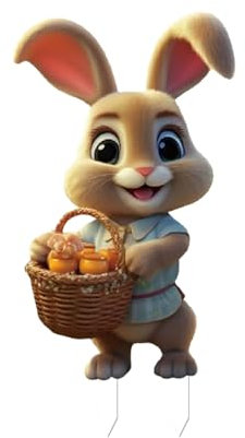 Osterhase Frühlings Deko Gartenstecker Kaninchen-Form Gartendeko Osterstecker Osterhasen Figuren Draußen Deko Holzhasen Dekostecker Osterhasen Deko Stecker Ostern Holzhase Stecker Hase (B, One Size)