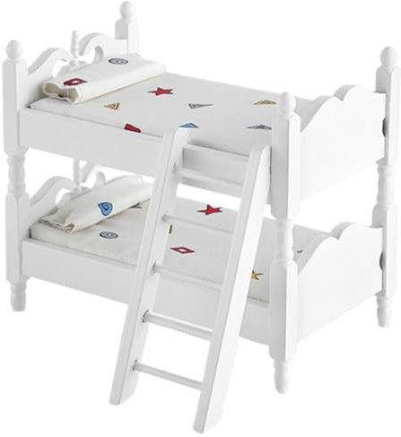 ibasenice 1satz Miniatur Etagenbett Für Maßstab Spielzeugmöbel Bunte Geometrische Designs Dekoratives Zubehör Für Kinderzimmer Und Miniatur-szenarien