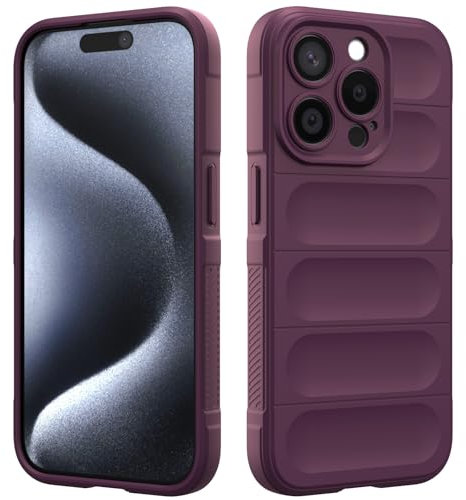 Custodia Compatibile con iPhone 15 Pro, Silicone Custodia per Tutto il Corpo, Copertura Antiurto con Fotocamera Protettivo, Cover Morbida al Tatto - Viola Scuro