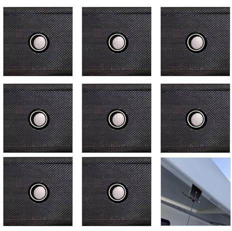 Pack of 8 Piping Eyelets Piping Hooks Piping Eyelets Bag Awning Awning Hooks Piping Strip Piping Strips Hook Piping Adapter Piping Tape for Sewing on Awning Caravan 5/6 mm - 7/8 mm (Black)