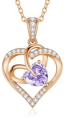 CDE Kette Damen Herz Halskette Damen Rosegold Rhodinierung Halskette für Frauen Geburtsstein Herzanhänger Schmuck Geschenke für Frauen Freundin Sie zum Muttertag Geburtstag Weihnachten Valentinstag