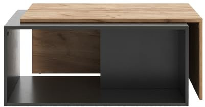 Vicco Couchtisch Paul, Couchtisch mit der Ablage, Anthrazit/Goldkraft Eiche, 90 x 48 cm