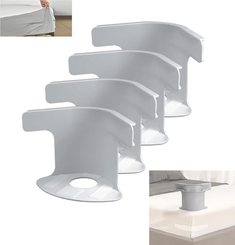 Attaches Universelles pour Drap de Lit - Fixation Housse de Matelas Anti-Dérapant, Sangle de Coin pour Toutes Tailles (Simple/Double/Roi), Maintien Solide des Draps - Heavy Duty (4, Gris)
