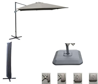 Proloisirs Set d'ombrage complet (1 parasol déporté NH 3x3 + 1 housse + 1 lestage)