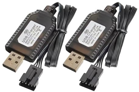2 PCS 7.4V USB Charger Cable with SM-4PIN Plug, Smart Universal RC Cable Compatible Remote Control Toys, for Universal 7.4V Lipo Battery USB Charger with Battery Protection
