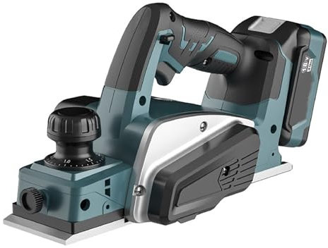 Pialla elettrica per legno, da banco da banco da 18 V, velocità a vuoto 15000R/min, larghezza 82 mm, profondità di taglio regolabile 2 mm, manico antiscivolo, scivoli facili per decorazione domestica
