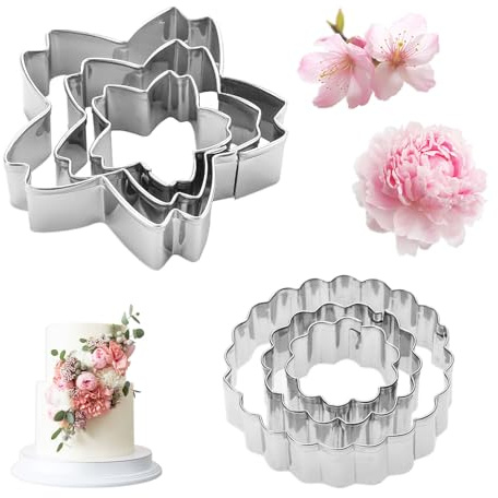 6 Stück Ausstechform Tropfen Ausstecher Kirschblüten Blüten Ausstechformen Cookie Keks Edelstahl Blume Keksausstecher Blumen Blumenausstecher für Kuchen Brotherstellung Plätzchen
