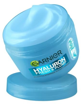 Garnier Hyaluron Fresh & Plump Aufpolsternde Sorbet Creme – Gesichtspflege mit Hyaluronsäure & 4% Niacinamid für prallere Haut – Feuchtigkeitscreme für glatteren & ebenmäßigen Teint – 85ml