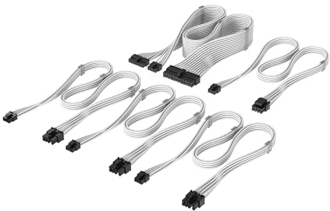 Corsair Elite Premium Type 4 Individual Sleeved PSU Cable Starter Kit – Low-Profile Cable Combs, Triple-Mesh Paracord Sleeve, Compatible Type 4 PSUs – White