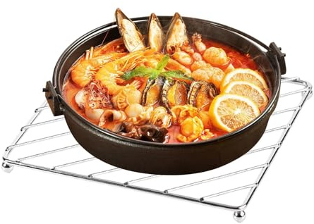 Trivet - Square Stainless Steel Sotntola, Round Base, Anti-Scald Metal Table Protector | Insulated Heating Pads for Cooking Baking Trays, Pots, Countertop