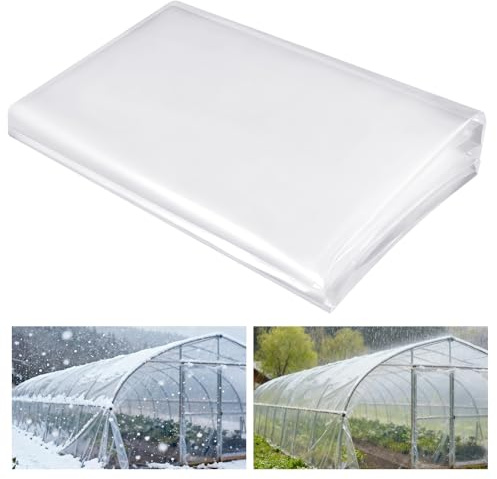 3m x 10m Heavy Duty Polyethylene Sheeting - 1800g Clear Waterproof Plastic Tarpaulin for Garden Insulation & Construction Debris Protection, Thick Protective Cover
