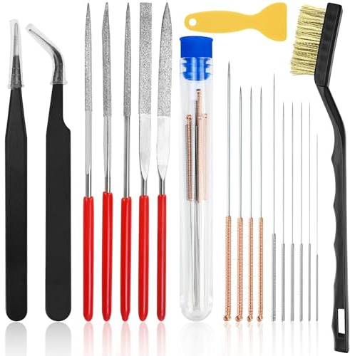 NISENTIA 19 Stück 3d Drucker Zubehör 3d Drucker Werkzeug Set, Reinigungs- und Entfernungswerkzeug, 3d Druck Reinigungsset Enthält Spatel, Drahtbürste, Diamantfeilen und Mehr für Reinigung 3D-Drucker