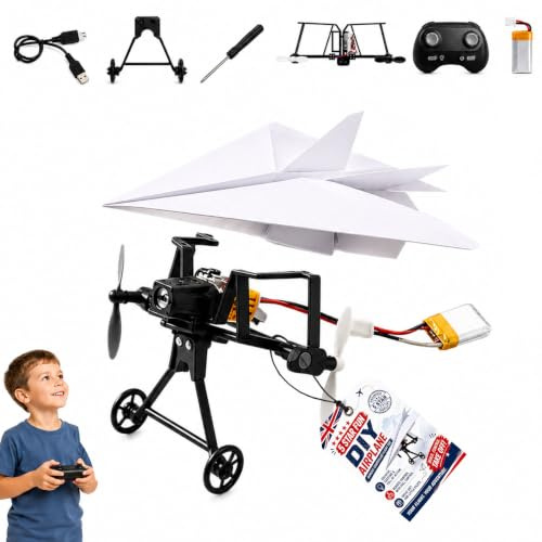 RC Paper Airplane Kit with Gyro Stabilizer and Dual Propellers (1*Battery)