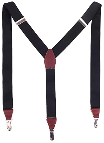 Massi Morino Edelhosenträger für Herren I Längenverstellbare Echtleder Träger in klassischer Y-Form inkl. edler Geschenkbox (Schwarz)